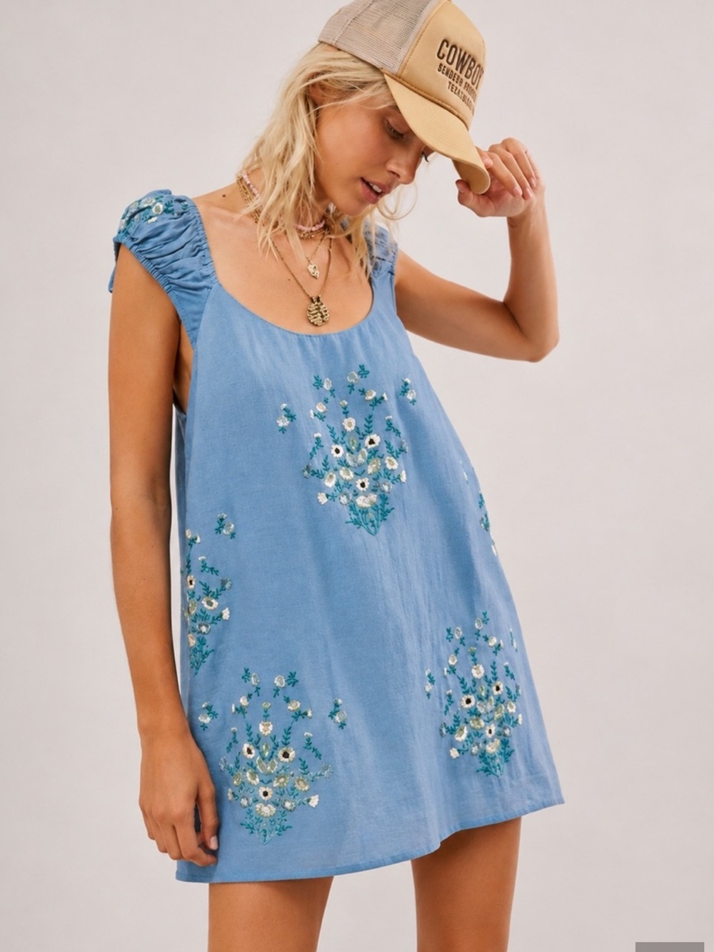 Free People Wildflower Embroidered Mini Dress